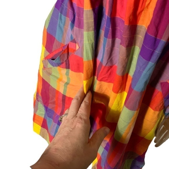 Old Navy Multicolor Fall plaid halter neck dress pockets open back Medium - Picture 4 of 5